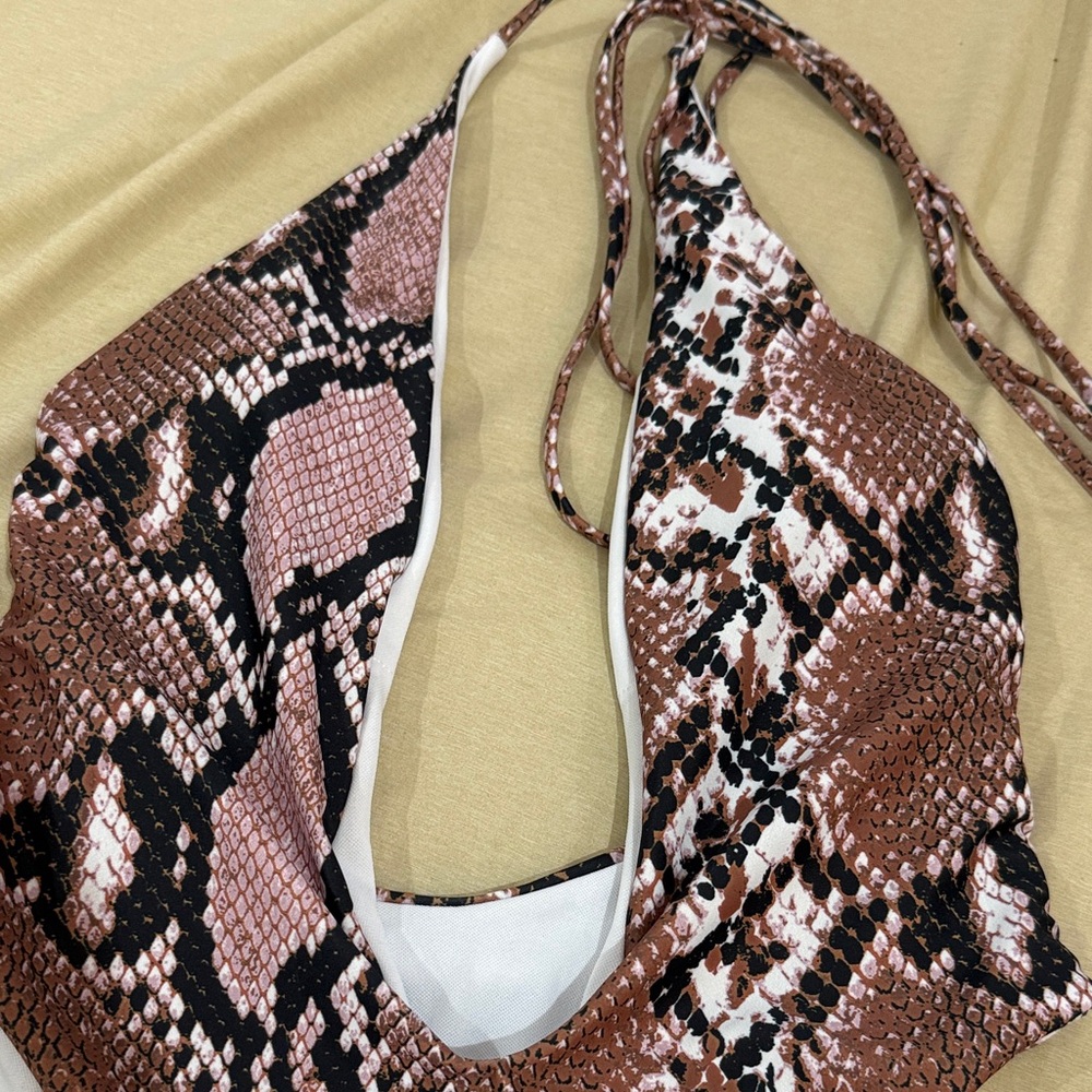 Snake Print Halter Bikini Top